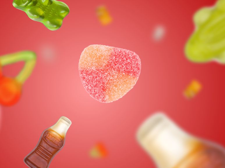 Fliegende HARIBO Fruchtgummis