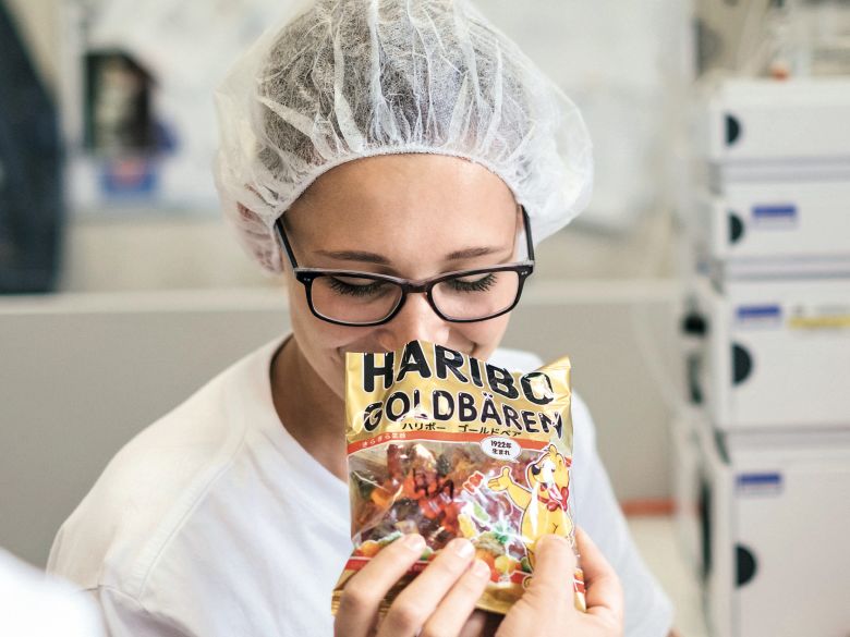 Flavour expert testing the smell of Goldbears