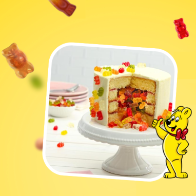 Image of a HARIBO Pinata cake filled with HARIBO Goldbears